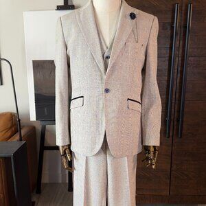 Beige Cavani 3 Piece Suit 38R